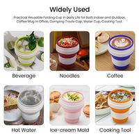 Tasses de voyage pliables en silicone de qualité alimentaire, écologiques, durables, sans BPA, avec logo personnalisé, 350 ml - Bouteilles d'eau réutilisables pliables