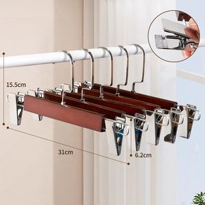 Neue Rutschfeste Holz-Kleiderbügel mit Clips Spritzgegossen für Kleiderschrank & Küche Hosen Jeans Röcke Socken - Product Image 6