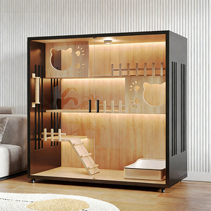 Nueva Villa Moderna de Lujo para Gatos de Interior, Recinto Grande para Gatos con Ruedas, Casas de Madera Multifuncionales para Gatos de Interior - Product Image 6