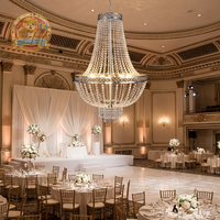Nouvelle source de lumière LED, lustre moderne à perles de cristal détachables, matériau en verre, décoration de plafond pour événements de mariage
