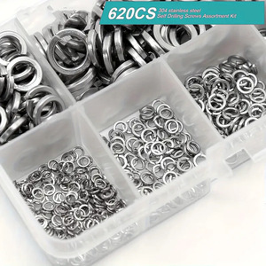 304 Stainless Steel Spring <b>Washers</b> M2 M2.5 M3 M4 M5 M6 M8 M10 M12 620 Pcs Assortment Kit Split <b>Lock</b> <b>Washer</b> Set - Product Image 2
