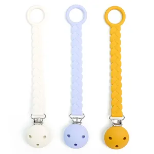 New Style Bpa Free New Handmade Baby Beech Wooden And Silicone Pacifier Chain Silicone Dummy Pacifier Clips For Baby