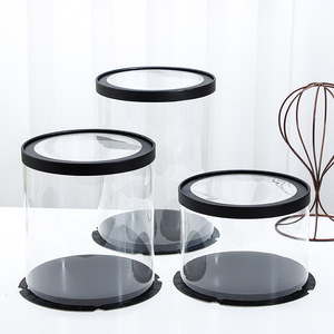 Round transparent cake box 4-inch 6-inch 8-inch 10-inch 12-inch single double-layer extra high, Birthday Cake Box