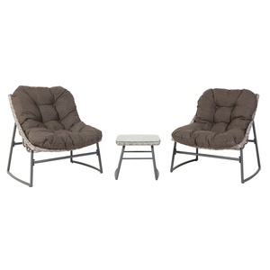 Juego de Muebles de Jardín de Mimbre Metálico con Hojas Mágicas Hechas a Mano, 3 Piezas - Product Image 1