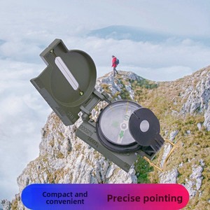 Bussola per Sopravvivenza all'Aperto, Bussola Multifunzionale Verde Oliva per Escursionismo e Campeggio, Strumento Professionale di Navigazione per Orientamento - Product Image 3