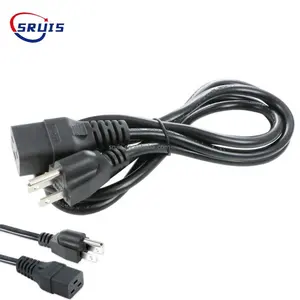 Usa Standard Sjt Svt 18awg Set Nema 5-15P Y Splitter Computer Cable Us Plug to Double C13 Extension Ac Power Cord