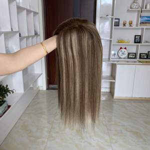 Tendencia Top 2025, 100% Cabello Humano Virgen Europeo Invisible, Base de Seda, Topper de Cabello Humano, Color Balayage Marrón, Venta al Por Mayor - Product Image 1