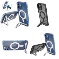 Aksesoris Ponsel Casing Kristal Bening untuk iPhone 17 Air 16 15 Pro Max 14 Plus 13 12 11 Casing Magnetik dengan Penyangga