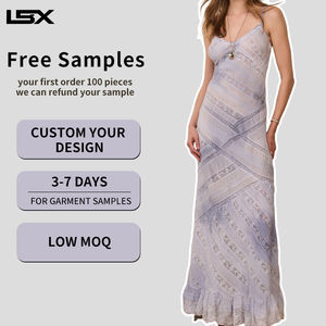 Vestido Personalizado de Primavera/Verano, Dulce, de Punto, con Encaje, de Algodón, Liso, para Playa, con <span class=keywords><strong>Falda</strong></span> Larga - Product Image 1