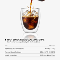 Gobelet en verre à double paroi 300 ml / 10,25 oz, tasse isotherme en borosilicate pour café glacé, thé, jus, maison, café, bureau