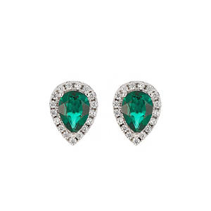 All Fashion Laboratory <b>Jewelry</b> Lab Grown Green Gown Emerald Dia Earrings Water Drop - Product Image 1