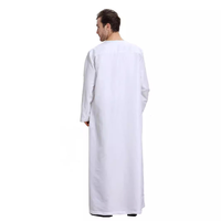 Thobe musulman pour homme à col rond sans col, robe de prière islamique en polyester, vêtement musulman adapté au Mawlid et aux activités de culte