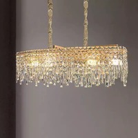 Lustre carré moderne en cristal K9, villa, salon, salle à manger, lampe suspendue longue, minimaliste, linéaire, pompon, éclairage de luxe