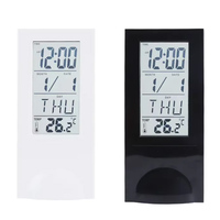 Horloge de table numérique transparente à écran LCD avec logo personnalisé, calendrier, fonction snooze, fonctionne sur piles, pour bureau, chambre à coucher