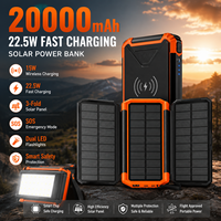 Nouvelle Banque d'alimentation solaire extérieure 2026 20000mAh avec chargeur rapide sans fil, panneau solaire pliable, lampe torche LED et fonction SOS