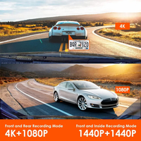Cámara para Coche 4K HD de 3 Canales IPS con 3 Lentes (Frontal, Interior y Trasera), DVR, GPS, WiFi, Monitor de Estacionamiento y Caja Negra