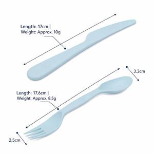 Ensemble de couverts réutilisables en plastique PP bleu, 2 pièces, écologiques, de qualité alimentaire, résistants à la chaleur, cuillère-fourchette et couteau pour steak, dessert, maison, pique-nique - Product Image 5
