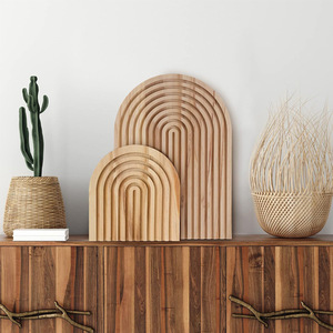 Wooden Arc Tray Set Natural Finish Decorative Home <b>Ornament</b> For <b>Desk</b> Or Wall Display - Product Image 3