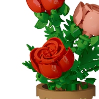 Ensemble de blocs de construction en pot Rose Concord, 204 pièces, jouet d'assemblage DIY en plastique, modèle de fleur décorative pour la maison et le bureau, pour les 7-9 ans