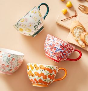 Tasse à thé en céramique avec poignée, motif floral peint à la main, prix bas, vente chaude - Product Image 2