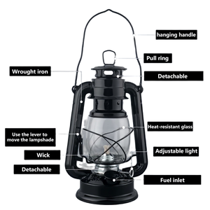 <b>Large</b> Capacity Vintage Glass Kerosene Oil Lamp with Fire Control Knob Rustic Hanging Decoration for Camping Climbing Home Use - Product Image 5