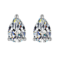 Boucles d'oreilles clous en argent sterling S925 avec moissanite taille poire pour femme, 1ct/2ct, couleur D, pureté VVS1, certifiées GRA, vente en gros usine