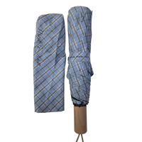 Petit parapluie manuel pour adultes, manche en bois, gravure laser du logo, pliable, motif écossais, protection UV, cadeau, style coréen