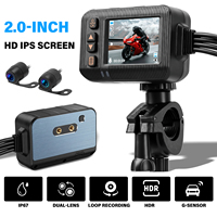 Caméra de tableau de bord pour moto Podofo 2.0 pouces, IPS HD 720P+1080P, enregistreur de conduite en boucle, double objectif, caméra DVR pour moto, voiture, IP65 étanche