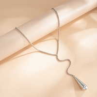 Collier minimaliste en métal en forme de Y avec pendentif goutte d'eau pour femme, chaîne fine Rolo simple pour usage quotidien, accessoires de bijoux, cadeaux