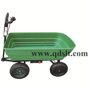 4 wheels utility electric motor trailer power hand truck plastic crate wagon trolley tool cart dump lawn wagon