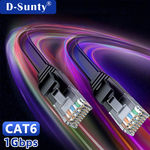 D-Sunty Cat6 <b>Ethernet</b> <b>Cable</b> 1Gbps RJ45 Patch Cord Black Flat UTP Copper Conductor 8 Conductors - Product Image 1