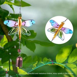 Wind Chime Hummingbirds Dragonflies Metal Glass Painted <b>Crafts</b> Hanging Pendants Home Garden Outdoor Courtyard Decor - Product Image 3