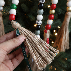 Adorno Colgante Festivo de Estilo Nórdico con Cuentas de <span class=keywords><strong>Madera</strong></span> de Color Natural y Cuerda de Cáñamo con Borlas Coloridas - Product Image 3