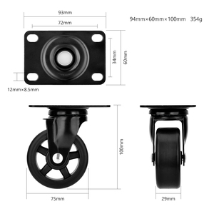 <span class=keywords><strong>3</strong></span> Zoll PU Industrial Caster <span class=keywords><strong>Wheels</strong></span> Universal <span class=keywords><strong>Cart</strong></span> Rollen Schwenkbare 75 mm Medium Duty Caster Heavy Duty <span class=keywords><strong>Wheels</strong></span> - Product Image 2