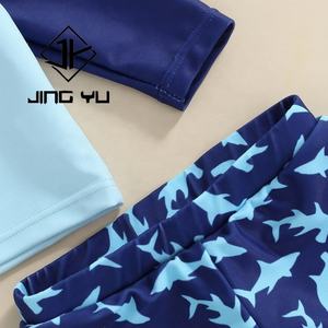 Maillots de bain pour enfants de marque, garçons, faible MOQ, personnalisés, manches longues, protection solaire, imprimé, maillot de bain deux pièces avec chapeau - Product Image 4