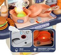 DIY Küchen-Spielset mit Realistischem Sprühnebel & Lichtern, 34-teiliges Lehrreiches Kochspielzeug mit Simuliertem Essen für Kleinkinder