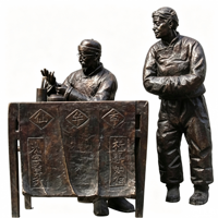 Statue de groupe de figurines chinoises traditionnelles en bronze antique moulé en résine, taille, couleur et pose personnalisables, pour sites touristiques et parcs à thème