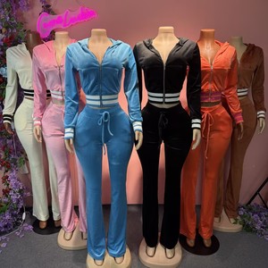 Completo Sportivo <span class=keywords><strong>Donna</strong></span> Y2K in Velluto XS-2XL, Set Due Pezzi con Giacca con Zip a Maniche Lunghe e <span class=keywords><strong>Pantaloni</strong></span> a Zampa, <span class=keywords><strong>Tuta</strong></span> Casual - Product Image 6