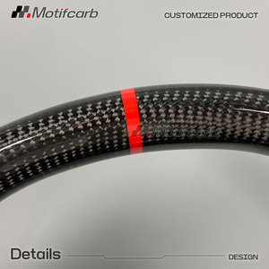 Volante de Fibra de Carbono Personalizado para Tesla Model 3&Y Performance 2018-2024, con Empuñaduras de Cuero Rojo, Mejora del Interior - Product Image 4