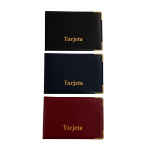 Tarjeta Business Card Holder 24U Leather Gold Embossed Red Black Navy - Product Image 1