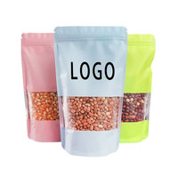 Sacs Mylar refermables colorés en PE, mats/brillants, de qualité alimentaire, durables, à fermeture éclair, type pochette verticale