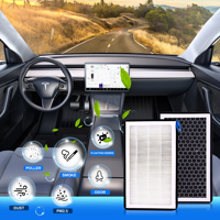 Aksesori karbon aktif Tesla Set, 2 pengganti AC HEPA Filter udara kabin untuk Model Y Model 3 2016-2024