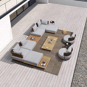 आउटडोर आधुनिक गार्डन सोफा होटल फर्नीचर लिविंग रूम फर्नीचर आधुनिक ठोस लकड़ी का सोफा सागौन सोफा सेट लकड़ी का फर्नीचर - Product Image 3