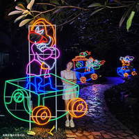 H:3M W: 2,7 M Parque temático comercial al aire libre Halloween Escultura grande Festival Decoración Led 2d King Rope Motif Light