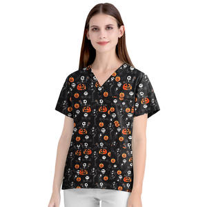 Uniforme médico de cuello en V de varios colores para mujer y hombre, conjunto de uniformes médicos, Top y pantalones, traje de ropa de lavado a mano de lona - Product Image 3