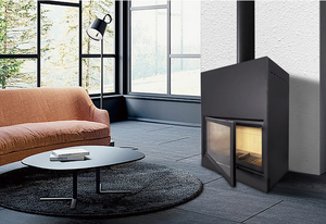 Poêle à bois autoportant moderne en acier pour <span class=keywords><strong>intérieur</strong></span>, <span class=keywords><strong>cheminée</strong></span> <span class=keywords><strong>mobile</strong></span> remplie d'eau, 16KW, 75% d'efficacité, pour salon et hôtel - Product Image 2