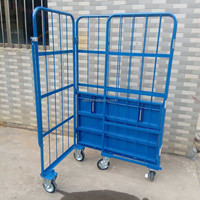 Entrepôt Supermarché Industrie 3 faces Stockage de marchandises Pliable Emboîtable Treillis métallique Conteneur à rouleaux Transport Rolltainer Rollcage