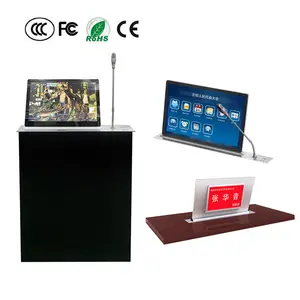17" Lcd Computer Monitor Meeting Room Pop Up Motorized Lift Mechanism Paperless Conference System