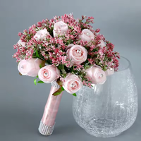 Bouquet de roses artificielles en soie, roses et gypsophile, pour mariages, bouquets de mariée et de demoiselles d'honneur, pour la décoration de mariage