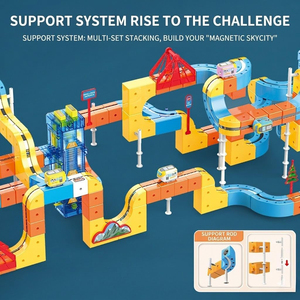 <span class=keywords><strong>Tren</strong></span> de juguete para niños con tipo C, elevador mecánico, deslizamiento suave antigravedad, sistema de pista de construcción 3D con bloqueo giratorio, juguetes de pista magnética para coches - Product Image 6